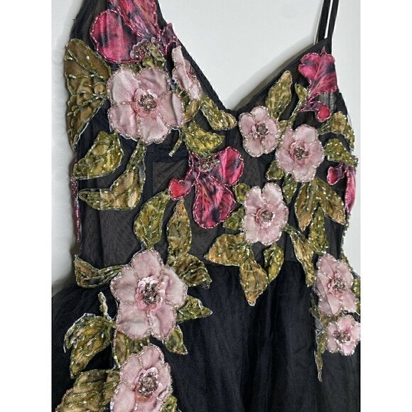 Patbo Cocktail Dress Size 12/44 Black Patricia Bonaldi Beaded Floral Bustier NEW - Picture 7 of 9